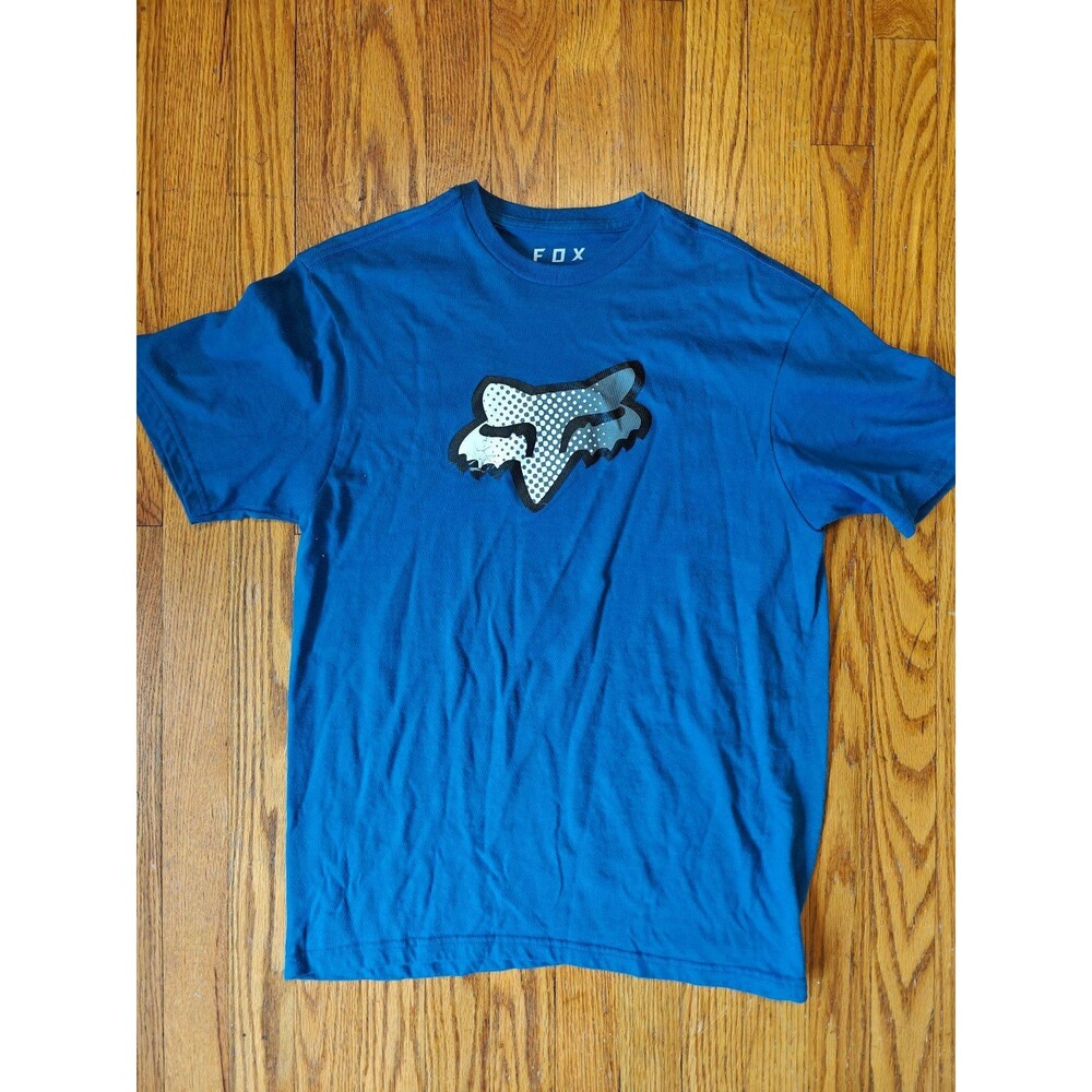 Fox Racing Graphic T Shirt Fox Logo Blue Size Medium